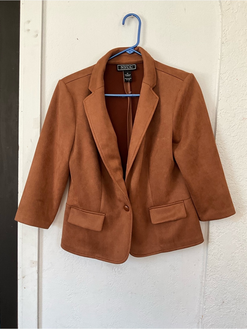 NYC Women's Rust Brown Suede-Look Blazer Jacket